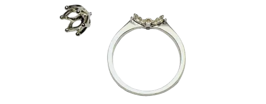 Two diamond rings photographed on black