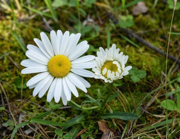 Two daisies in long grass